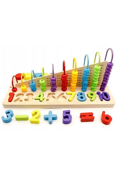 İSP Wooden educational set, "ISP ECOTOYS Sorter", without sharp edges, the set includes Numbers, Shapes, Board