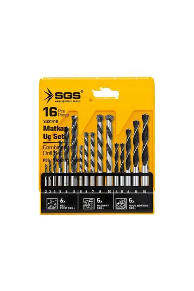 AyrStore Set de burghie pentru lemn, metal, beton, 16 piese