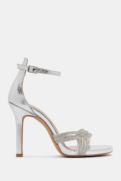 Bestyle Pangas Women's Silver Knitted Detailed Heeled Shoes