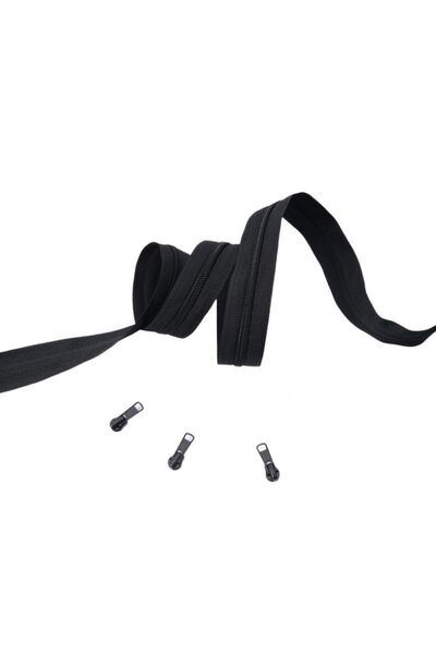 OEM Zipper by the meter no. 3 - 10 m roll black + 10 sliders