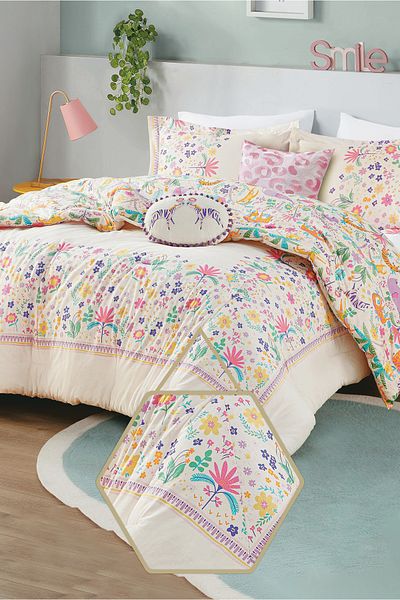 Bee Home Bed and Bath Lulu | 5 Pieces Full Comforter Set - 219 X 193 Cm - Blush
