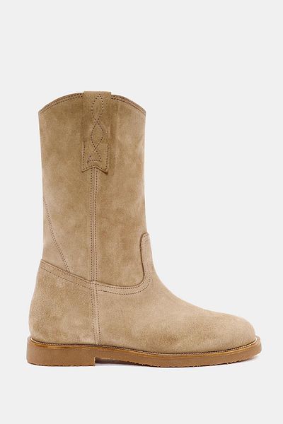 Bestyle Adel Women's Beige Real Suede Leather Boots