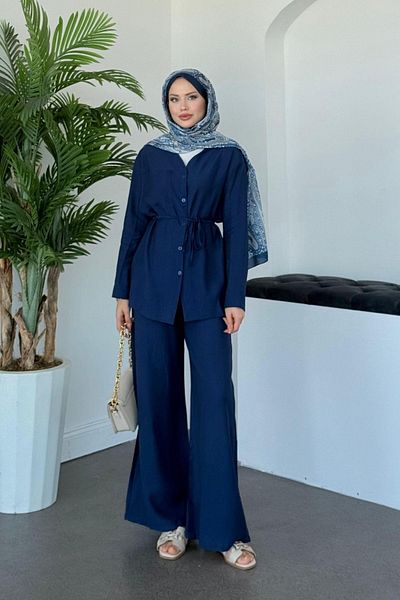 Vent Women's Summer Double Suit – Belted Shirt & Wide Leg Pants