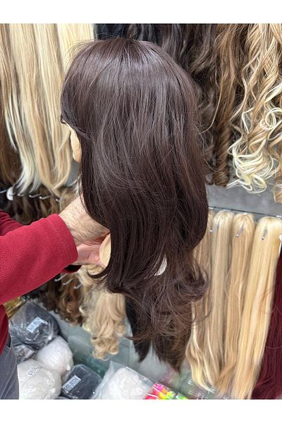 AKOLİFE Dark Brown Layered Cut Light Wavy Percey Wig - Human Hair Texture