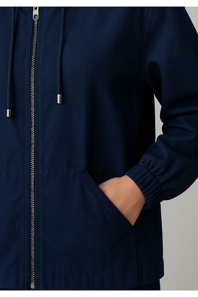 Ahsenbutik Women's Zippered Hooded Casual Model Summer Suit