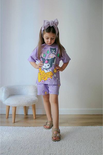 JELİBOOM Kuromi Girl's Shorts Set Organic 100% Cotton