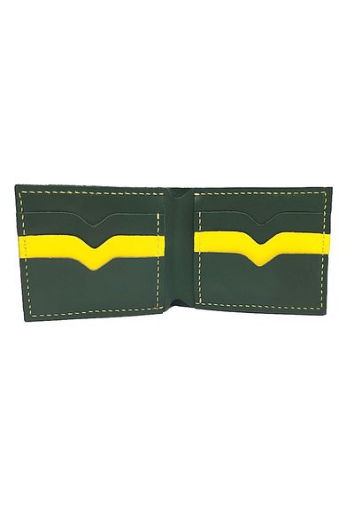 Natty Pell Handmade Men's Wallet in Genuine Leather, Green & Yellow