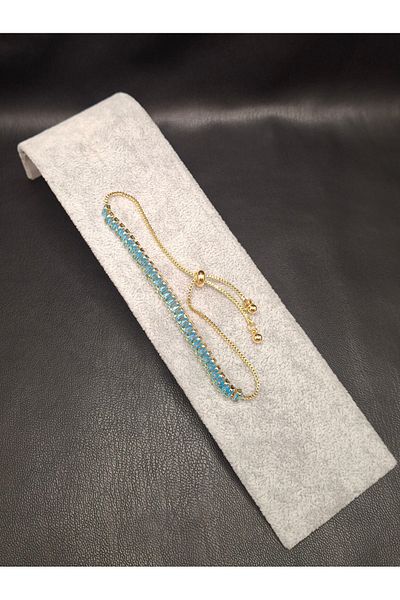 Han Ticarethane Gold Color Blue Stone Waterway Bracelet
