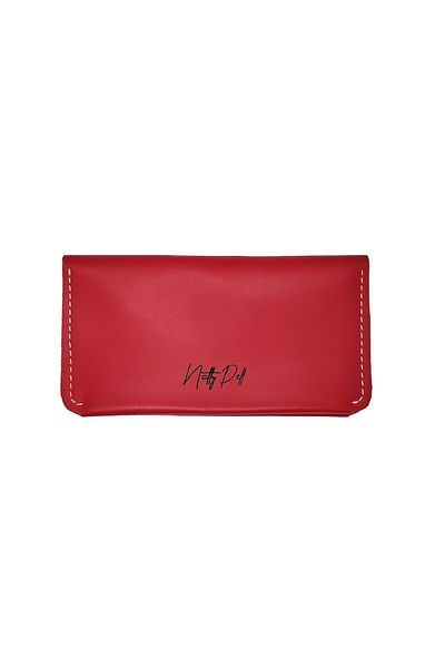 Natty Pell - Women's Wallet, Handmade from Leather, Red Sewed with White Thread