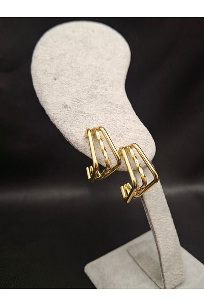 Han Ticarethane Gold Remk 3D Square Model Steel Necklace