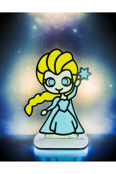 OMZ Fr Ozen Blue Girl Wooden Salt Painting Game Paint and Make Figurine on the Table Educational Toys