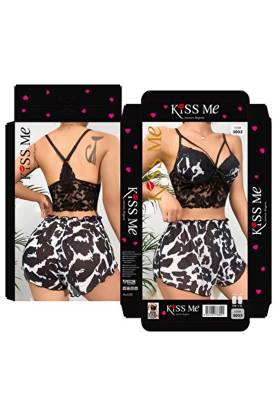 SİERNA Set cămașă de noapte elegantă pentru femei, negru 2