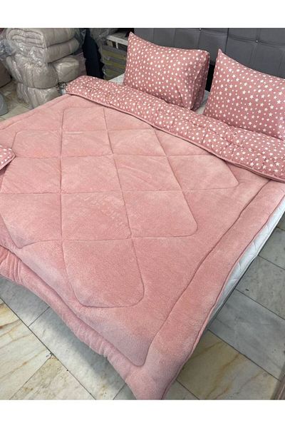 VİLERA HOME Welsoft Patterned Double Personal Pillow Covered Quilt