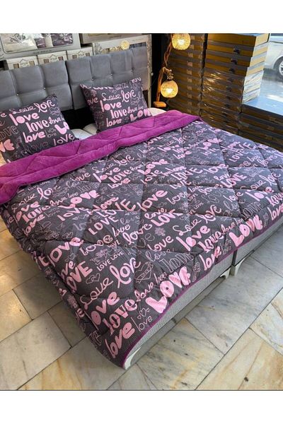 VİLERA HOME Welsoft Love Pattern Double Personality Pillow with Case
