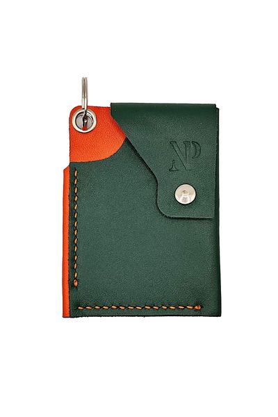 Natty Pell Handmade Wallet Natty Pell - leather green with orange stitching