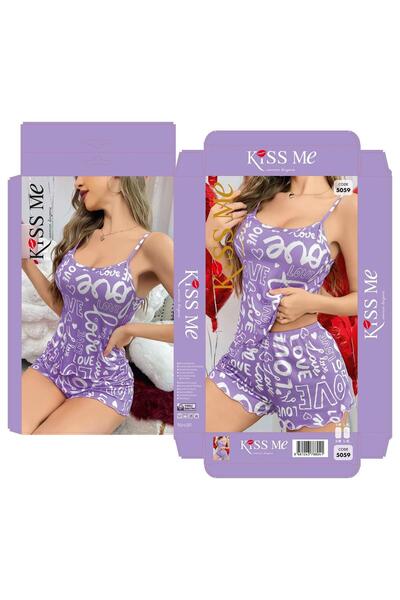 SİERNA Детальний вишуканий жіночий комплект нічної білизни фіолетовий 2