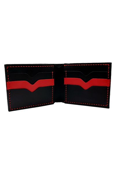 Natty Pell Handmade Men's Wallet Natty Pell Leather Black & Red - NTPV1NR