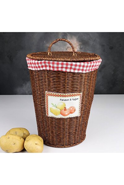 Kosova سلة بصل البطاطس المحبوكة من الخيزران من Çırağan Home