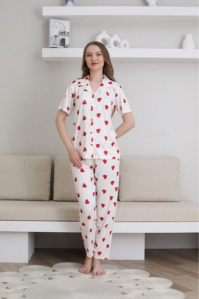 Minimoon Cotton Heart Pattern Women's Pajamas Set