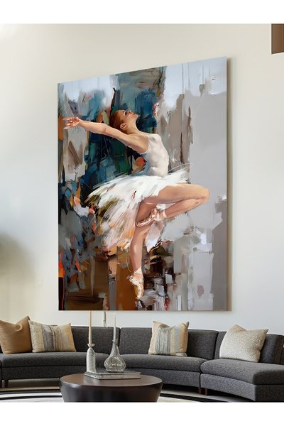 ESLEM YAĞLI BOYA GÖRÜNÜMLÜ BALERİN KANVAS TABLO