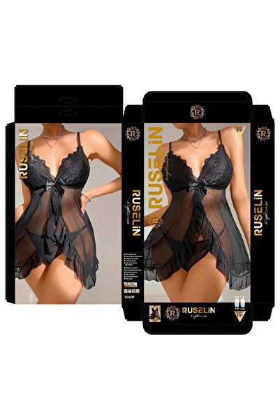 Modaley Giyim فستان نوم نسائي أنيق بتفاصيل دانتيل أسود 6