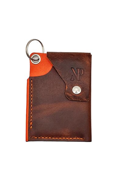 Natty Pell Handmade Wallet Natty Pell Leather Brown Orange Stitch