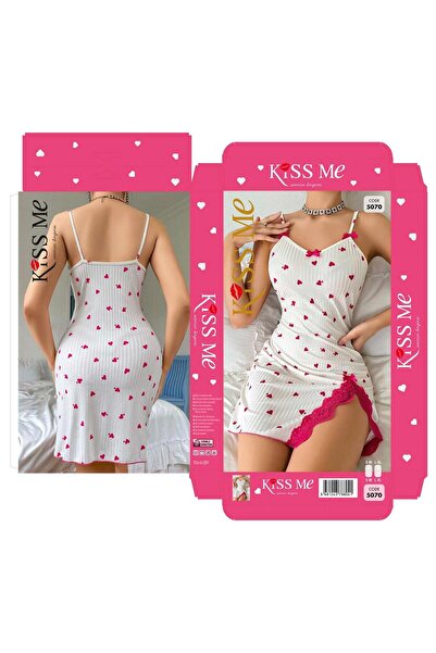 SİERNA Set cămașă de noapte elegantă pentru femei, alb 6