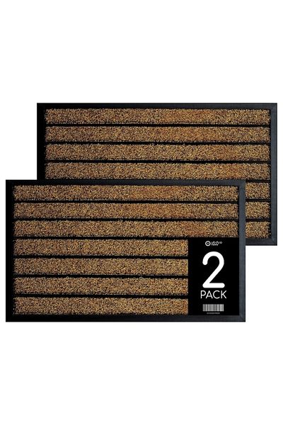 OPTIM DEKO Pachet 2 x Covoras intrare cauciuc si polietilena, FORTE Maro, 75 x 45 cm