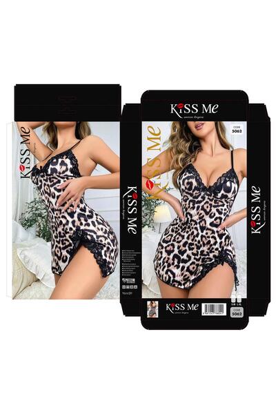 Modaley Giyim Set de cămași de noapte elegante pentru femei Leopard 2