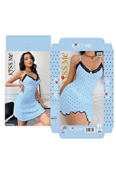 Modaley Giyim طقم ملابس نوم نسائية أنيقة ومفصلة باللون الأزرق 2