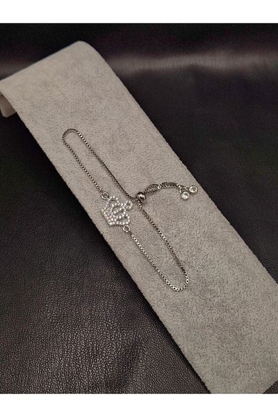 Han Ticarethane Silver Color Stone Crown Model Bracelet