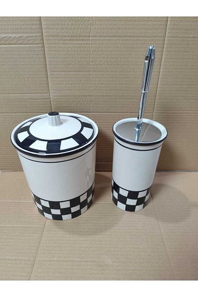 RED SERAMİK Dara Collection Dama Pattern 2-Piece Bathroom Set