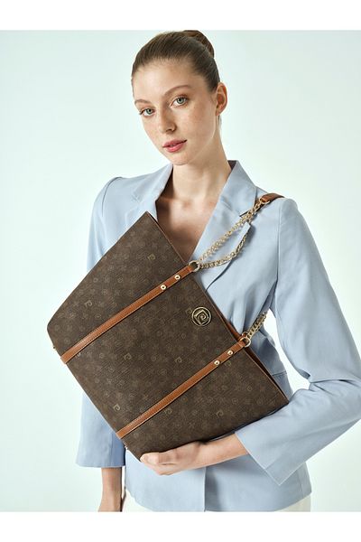 Pierre Cardin Γυναικεία τσάντα ώμου καφέ Monogram 05PO25Y2049