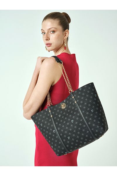 Pierre Cardin Geantă de umăr pentru femei Black Monogram 05PO25Y2049
