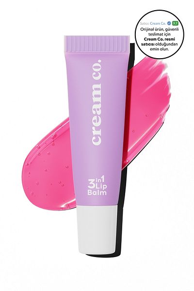 Cream Co. 3in1 Lip Balm 402 |   Moisturizing Brightening Lip Care |   Pink Gum |   Hyaluronic Acid Ceramide