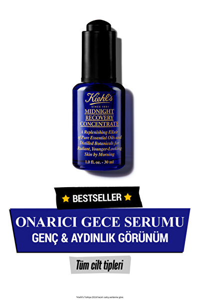 Kiehl's Midnight Recovery Cildi Onaran ve Aydınlık Görünüm veren Gece Serumu 30 ml