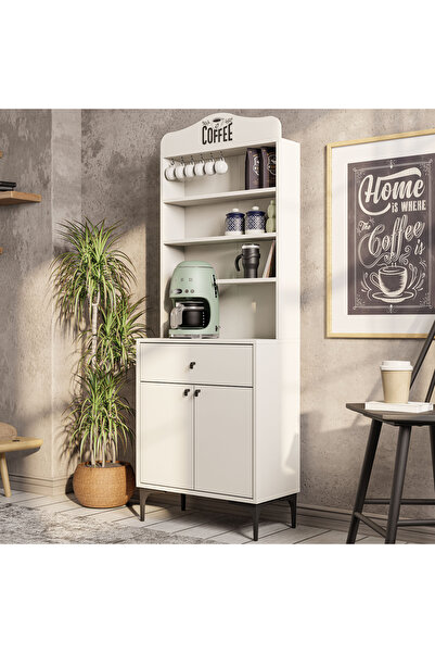 Mezza 5200 SIESTA 69 CM KAHVE KÖŞESİ ÇOK AMAÇLI DOLAP 2 KAPAKLI 1 ÇEKMECELİ KİLER MUTFAK DOLABI BEYAZ