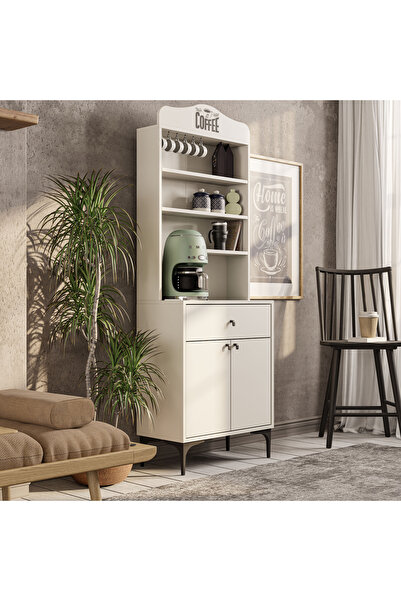 Mezza 5200 SIESTA 69 CM KAHVE KÖŞESİ ÇOK AMAÇLI DOLAP 2 KAPAKLI 1 ÇEKMECELİ KİLER MUTFAK DOLABI BEYAZ