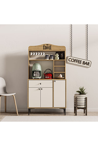 Mezza 5224 SIESTA 90CM KAHVE KÖŞESİ ÇOK AMAÇLI DOLAP 3 KAPAKLI 1 ÇEKMECELİ KİLER MUTFAK DOLABI SEPET-BEYAZ