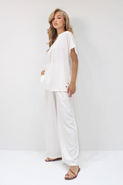 Trend Alaçatı Stili Women's White Button Detailed Relaxed Fit Viscose Woven Double Suit Alc-X14244