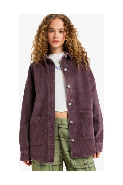 Roxy Dámská košilová bunda z praného manšestru s knoflíky