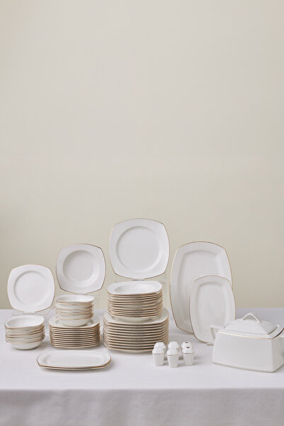 Karaca Square Bone Chiara 60 Parça 12 Kişilik Yemek Takımı Gold