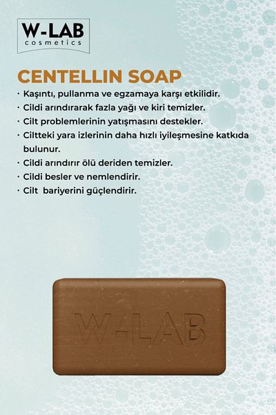 W-Lab Kozmetik Centellin Soap 125 Gr Effective Against Eczema, Scaling, Psoriasis and Itching