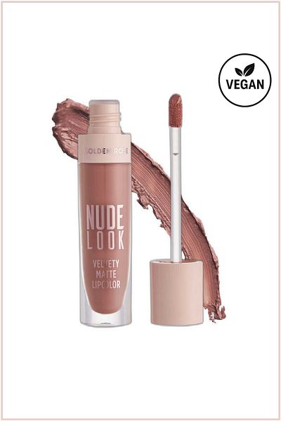 Golden Rose Nude Look Velvety Matte Lipcolor 02 Peachy Nude Jojoba and Avocado Oil Liquid Matte Lipstick 4.5 ml