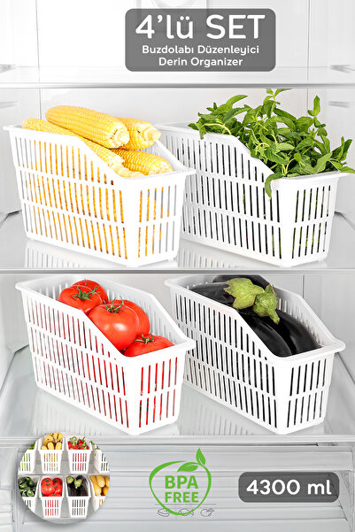 Meleni Home Organizator pentru frigider din 4 piese Organizator pentru fructe pentru legume Organizator pentru dulap