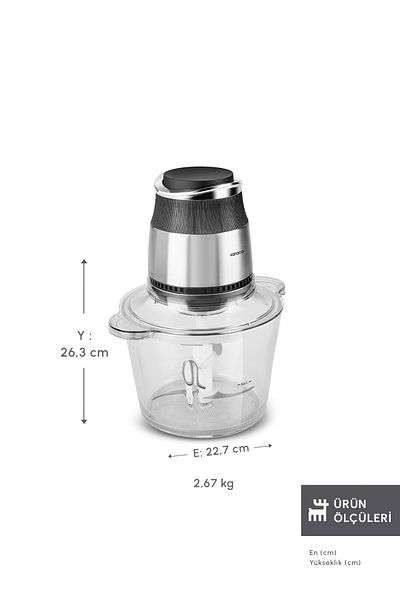 Karaca Megablend 3L Ultra Large Glass Bowl Inox Chopper
