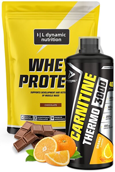 Dynamic Nutrition Fat Burning Support Pack - Whey Protein Powder - 420 g - Chocolate + Thermo L-Carnitine 3000 Mg 1 Lt