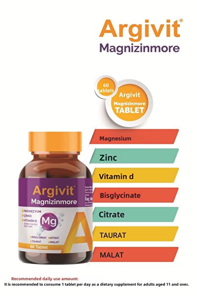 Argivit Magnizinmore Magnesium, Zinc and Vitamin D - 60 Tablets
