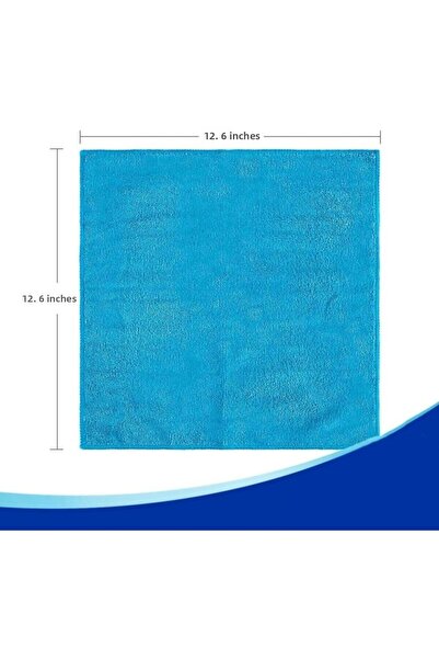 teknotrust 100% Microfiber as Texture Microfiber Cloth 12 Pieces 30 X 30 Set Product 10 + Cotton Blue Embroidered / Embroidered
