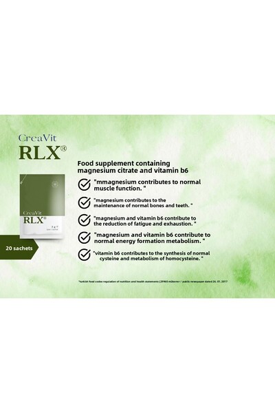 Creavit 20 Sachas Containing Rlx Magnesium And Vitamin B6.
